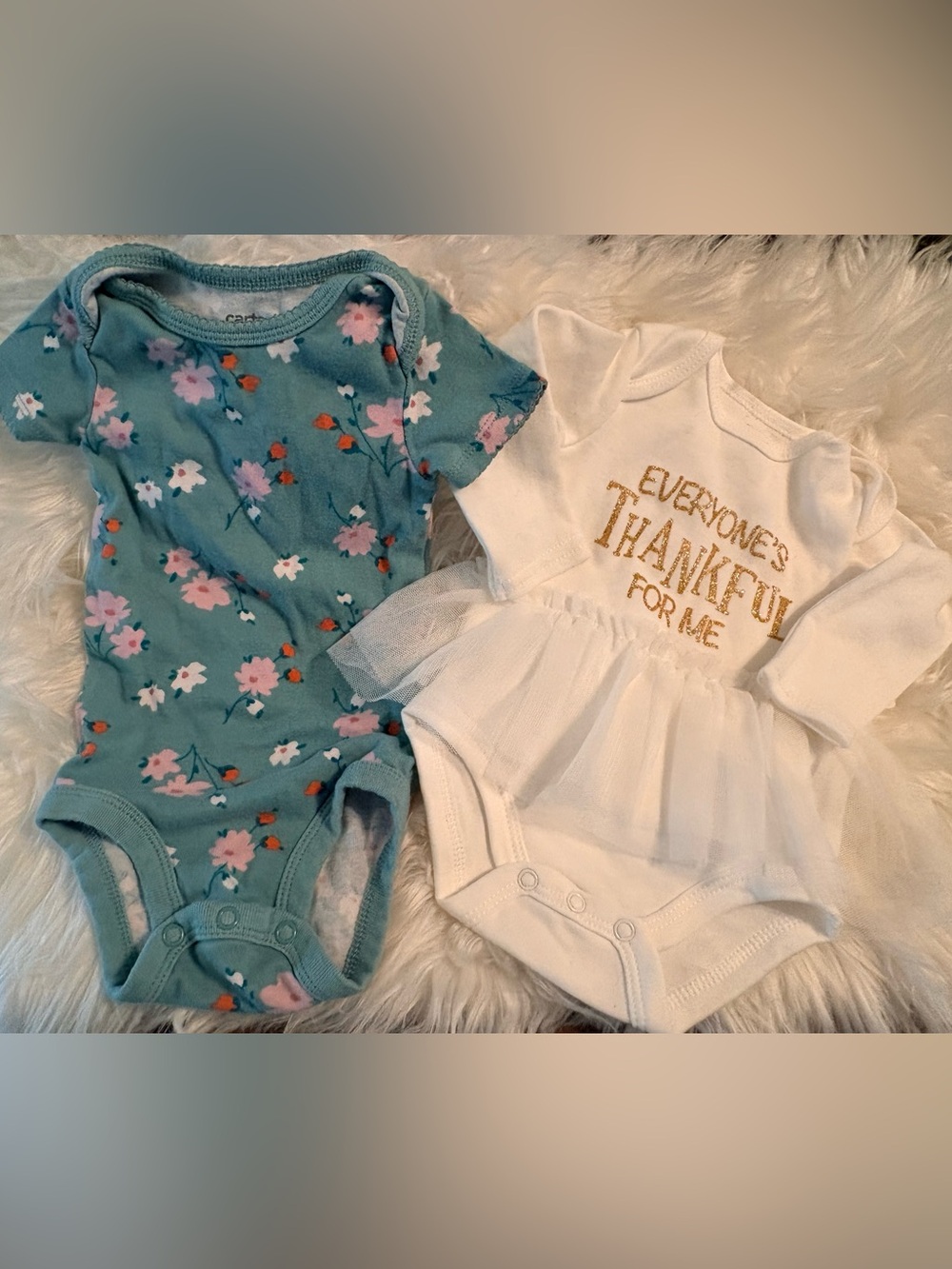 Baby Girl Bodysuit Bundle 3M 3-6M Carter’s Floral Tutu Thanksgiving